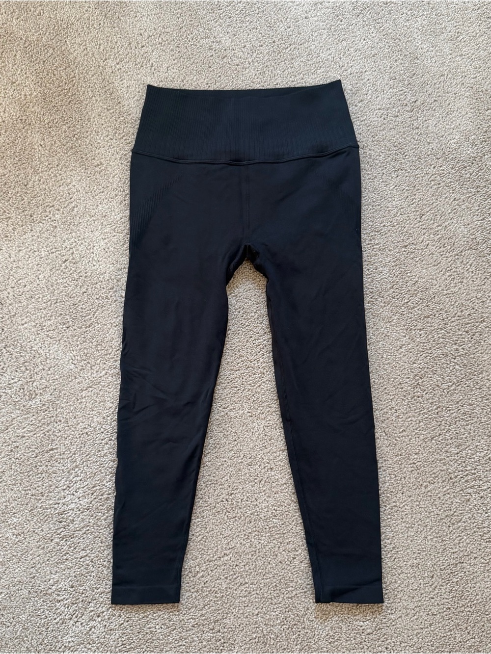 JoyLab Black High Waisted Rib-Detail Scrunch Women’s Leggings Full Length Medium